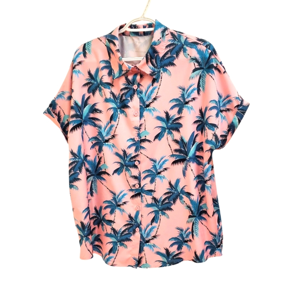 Lomon Tropical Palm Tree Print Shirt